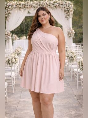 White by Vera Wang Pink One Shoulder Dress Size 14 Elegant Wedding Guest